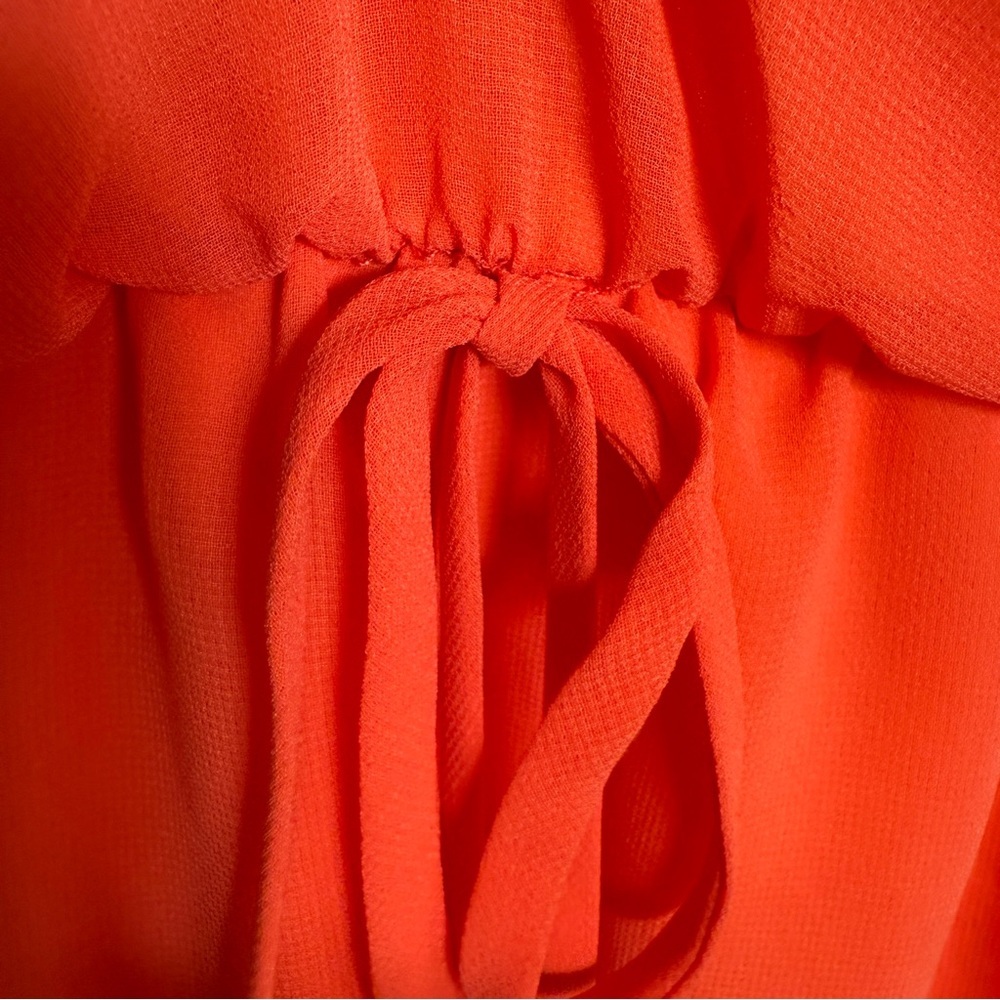 City Of Triangles Off Shoulder Dress Size Medium Short Elastic Waist Orange Boho - Picture 4 of 15